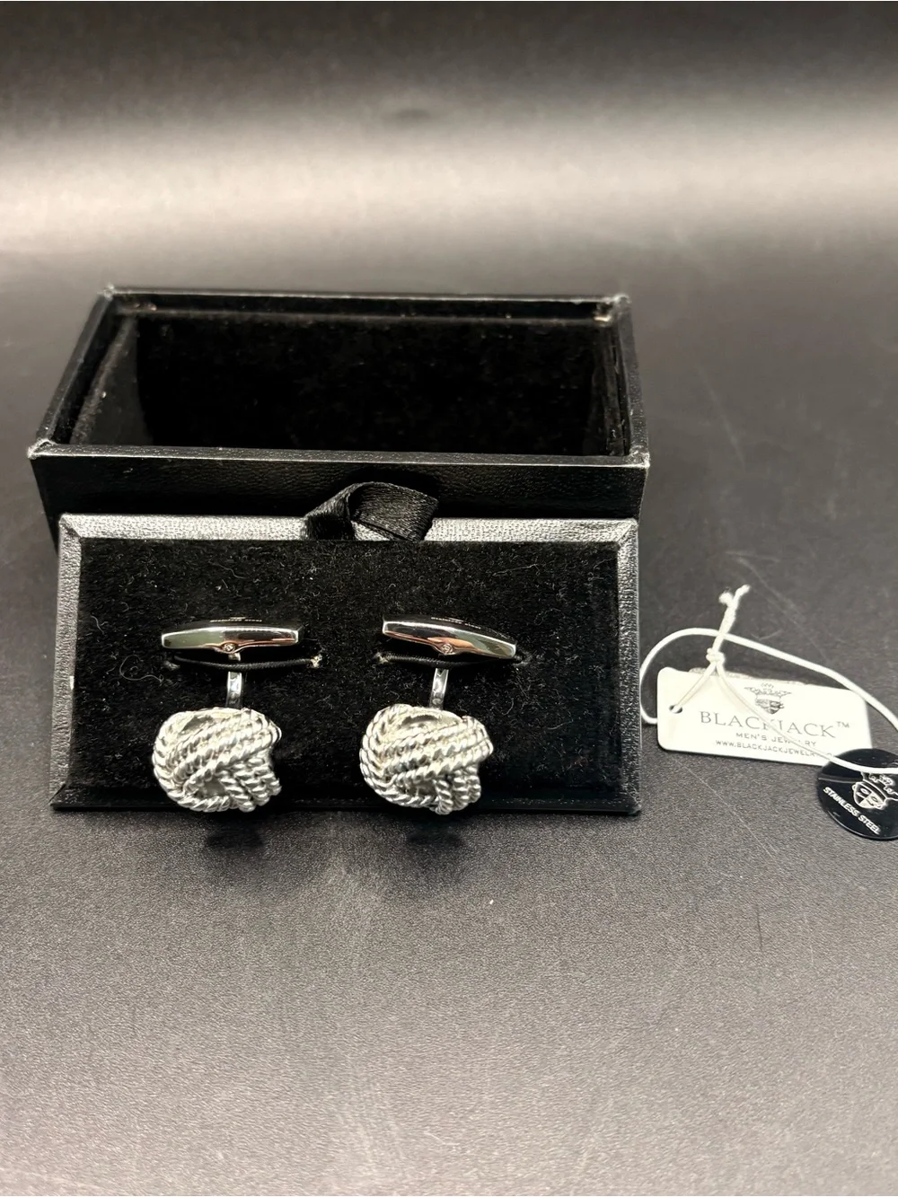 BlackJack Silver Button Men's Cufflinks New With Box